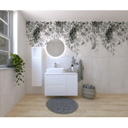Naturel Ensemble de salle de bain avec lavabo comprenant robinet de lavabo, bec et siphon Naturel Stilla blanc brillant (KSETSTILLA019)