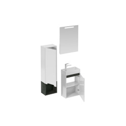 Ensemble de salle de bain avec lavabo comprenant mitigeur de lavabo, bec et siphon Naturel Stilla blanc brillant (KSETSTILLA021)