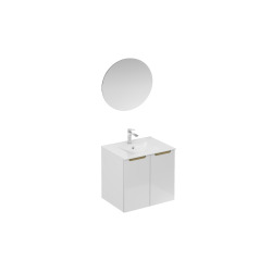 Naturel Ensemble de salle de bain avec lavabo comprenant mitigeur de lavabo, bec et siphon Naturel Stilla blanc brillant (KSETSTILLA024)