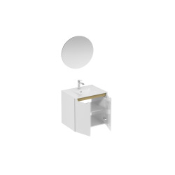  Ensemble de salle de bain avec lavabo comprenant mitigeur de lavabo, bec et siphon Naturel Stilla blanc brillant (KSETSTILLA024)