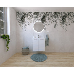 Naturel Ensemble de salle de bain avec lavabo comprenant mitigeur de lavabo, bec et siphon Naturel Stilla blanc brillant (KSETSTILLA024)