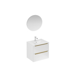 Naturel Ensemble de salle de bain avec lavabo comprenant mitigeur de lavabo, bec et siphon Naturel Stilla blanc brillant (KSETSTILLA025)