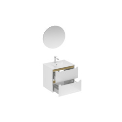 Ensemble de salle de bain avec lavabo comprenant mitigeur de lavabo, bec et siphon Naturel Stilla blanc brillant (KSETSTILLA025)