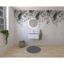 Naturel Ensemble de salle de bain avec lavabo comprenant robinet de lavabo, bec et siphon Naturel Stilla blanc brillant (KSETSTILLA026)