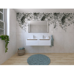 Naturel Ensemble de salle de bain avec lavabo comprenant mitigeur de lavabo, bec et siphon Naturel Stilla blanc brillant (KSETSTILLA028)