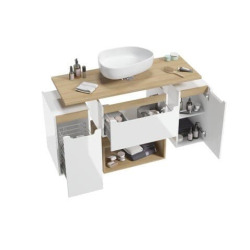 Meuble vertical de salle de bain bas avec panier à linge, Stilla 30x60x45 cm blanc brillant (STILLAA03001KOS)