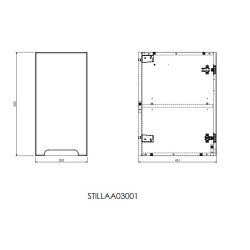 Naturel Meuble vertical de salle de bain bas avec panier à linge, Stilla 30x60x45 cm blanc brillant (STILLAA03001KOS)