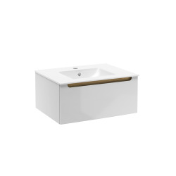 Naturel Meuble de salle de bain avec lavabo Naturel Stilla 60x30x45 cm blanc (STILLAD06007U1)