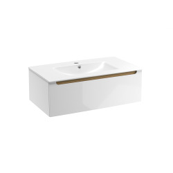 Naturel Meuble de salle de bain avec lavabo Naturel Stilla 80x30x45 cm blanc (STILLAD08005U1)