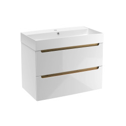 Naturel Meuble de salle de bain avec lavabo Naturel Stilla 80x60x45 cm blanc (STILLAD08057U2)