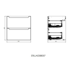 Naturel Meuble de salle de bain avec lavabo Naturel Stilla 80x60x45 cm blanc (STILLAD08057U3)