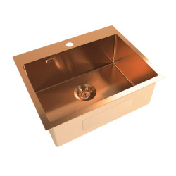Swiss Aqua Technologies Aurum évier à encastrer en acier inoxydable 304, 55x45x21 cm, Or rose PVD