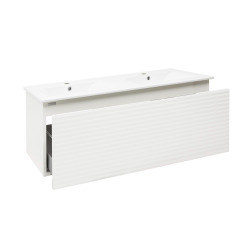  Meuble de salle de bain avec lavabo Naturel Savona 118x43x44,8 cm blanc brillant (SAVONA120BI)