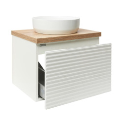 Meuble de salle de bain sous lavabo Naturel Savona 118x43x44,8 cm blanc brillant, planche de chêne halifax (SAVONA60BIDDH)