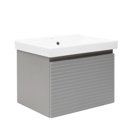 Naturel Meuble de salle de bain avec vasque Naturel Savona 58x43x44,8 cm gris mat (SAVONA60GMU1)