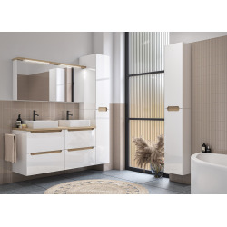 Armoire de toilette avec miroir, éclairage LED et prise 220V, 60x60x20 cm blanc, SAT Stilla (STILLAE06017)