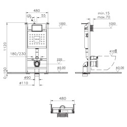  V-Fix Core bâti support pour WC, 1.12 M (732-5800-01)