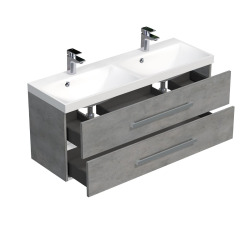 Meuble de salle de bain avec double vasque Naturel Cube Way 120x53x40 cm béton (CUBE2120ZBE)