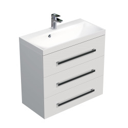 Naturel Meuble de salle de bain avec lavabo Naturel Cube Way 80x76,5x40 cm blanc brillant (CUBE2803BL)