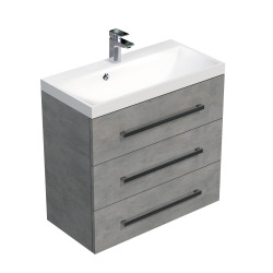 Meuble de salle de bain avec lavabo Naturel Cube Way 80x76,5x40 cm béton (CUBE2803BE)
