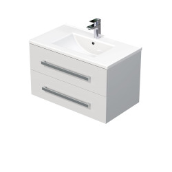 Naturel Meuble de salle de bain avec vasque Naturel Cube Way 80x53x46 cm blanc brillant (CUBE46802BIMOD)