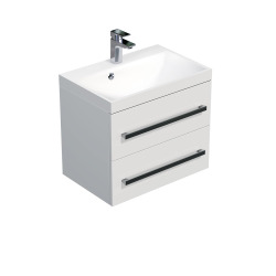 Naturel Meuble de salle de bain avec lavabo Naturel Cube Way 60x40 cm blanc brillant (CUBE260ZBL)