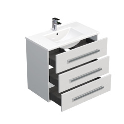 Meuble de salle de bain avec lavabo Naturel Cube Way 80x76,5x46 cm blanc brillant (CUBE46803BIMOD)
