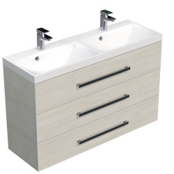 Naturel Meuble de salle de bain avec double vasque Naturel Cube Way 120x76,5x40 cm chêne Chamonix (CUBE21203DC)