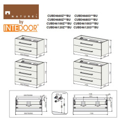 Meuble de salle de bain avec lavabo Naturel Cube Way 120x53x46 cm tapis béton (CUBE461202BEMOD)