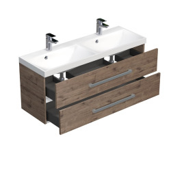  Meuble de salle de bain avec double vasque Naturel Cube Way 120x40 cm chêne Wellington (CUBE2120ZDW)