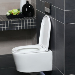 Pack WC Bâti-support Duofix + Cuvette suspendue sans brides + Abattant frein de chute + Plaque blanche + 2 Pieds support Geberit