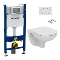 Pack WC Bâti-support Duofix + WC Cersanit S-line Pro + Abattant + Plaque blanche (S-LineProGeb3)