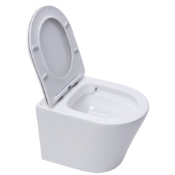 Pack WC Bâti-support + Cuvette Infinitio sans bride fixations invisibles + Abattant softclose + Plaque, Blanc (SLIM-Infinitio-2)