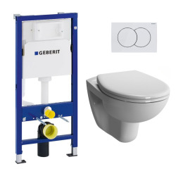 Pack Bâti-support Duofix 112cm + WC suspendu Vitra Normus + Abattant softclose + Plaque blanche (NormusGeb1)