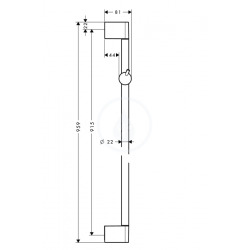  Hansgrohe 27609000 Unica Crometta Barre de douche 90 cm sans tuyau Chromé