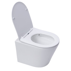Pack WC Bâti-support autoportant + WC suspendu Infinitio sans bride + Abattant softclose + Plaque blanche (InfinitioGebATP-1)