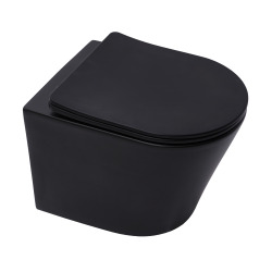 Pack WC Bâti-support Rapid SL + Cuvette SAT Infinitio noire mat + Abattant frein de chute + Plaque Chrome