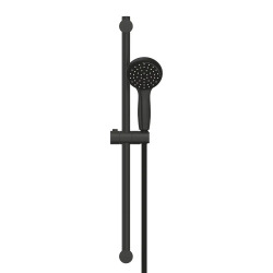 Set de douche mitigeur de douche thermostatique 1/2" + Douchette 2 jets + Barre 600 mm + Mitigeur lavabo taille M, noir mat