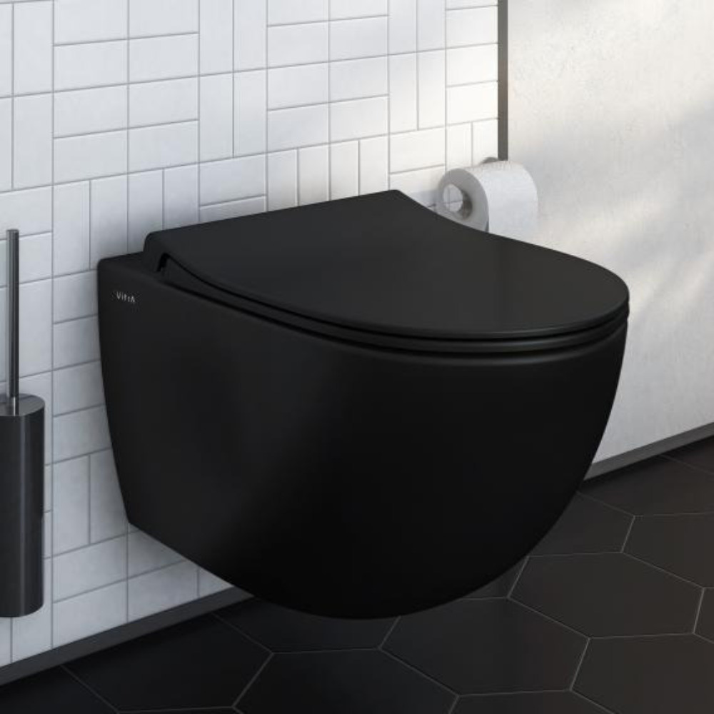 Geberit Pack WC bâti Duofix avec WC suspendu Noir mat et Abattant frein de  chute soft