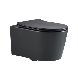 Pack WC Bati-support Geberit Rapid SL + WC SAT sans bride noir mat + Abattant softclose + Plaque noire