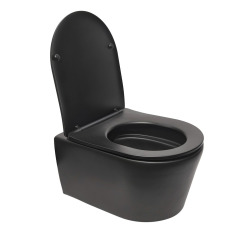 Geberit Pack WC Bati-support Geberit + WC Swiss Aqua Technologies sans bride + abattant SoftClose + plaque noire mat (BLSATGEB10SP)