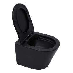 Geberit Pack WC Bati-support Geberit + WC sans bride Swiss Aqua Technologies + Abattant frein de chute + plaque Delta 50 noire mat