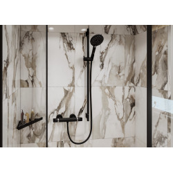 Unica Barre de douche S Puro 65 cm avec flexible de douche, Noir mat (28632670)