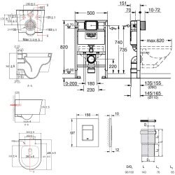 Pack WC Rapid SL + Cuvette sans bride SAT, fixations invisibles + Plaque Chrome (RapidSL082-SATrimless-1)