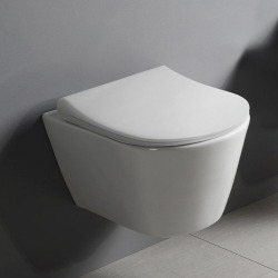 Pack WC Bati support + WC sans bride Lucco Avva + Abattant softclose + Plaque blanche + Set habillage