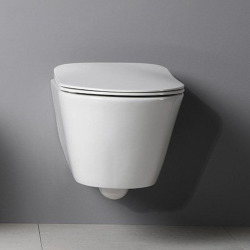 Pack WC Bâti-support autoportant + WC suspendu SAPHO Avva sans bride + Abattant softclose + Plaque blanche (AvvaGebATP-1)