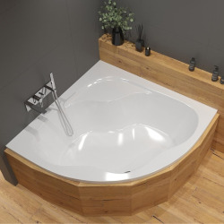  150x150 cm Synthia Plus baignoire d&apos;angle, acrylique, gauche et droite, sans pieds, blanc (SY1500PLUS)