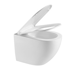 Geberit Pack Bati-support Geberit Duofix + WC sans bride Swiss Aqua Technologies + Plaque de commande Delta01 Blanche (FusionTQGebX)