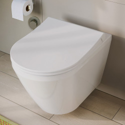 Vitra  Pack WC Bâti-support V-Fix Core + WC sans bride Integra, fixations invisibles + Plaque, Blanc Brillant (V-FixIntegraRimless-1)