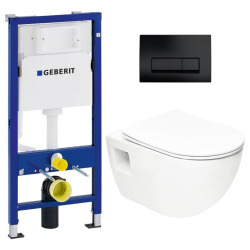 Geberit Pack bati-support Geberit UP100 + WC sans bride Swiss Aqua Technologies + Abattant SoftClose + Plaque (ProjectGeb10)